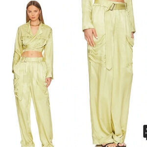 Revolve L’ACADEMIE Taylor satin cargo pants in olive green